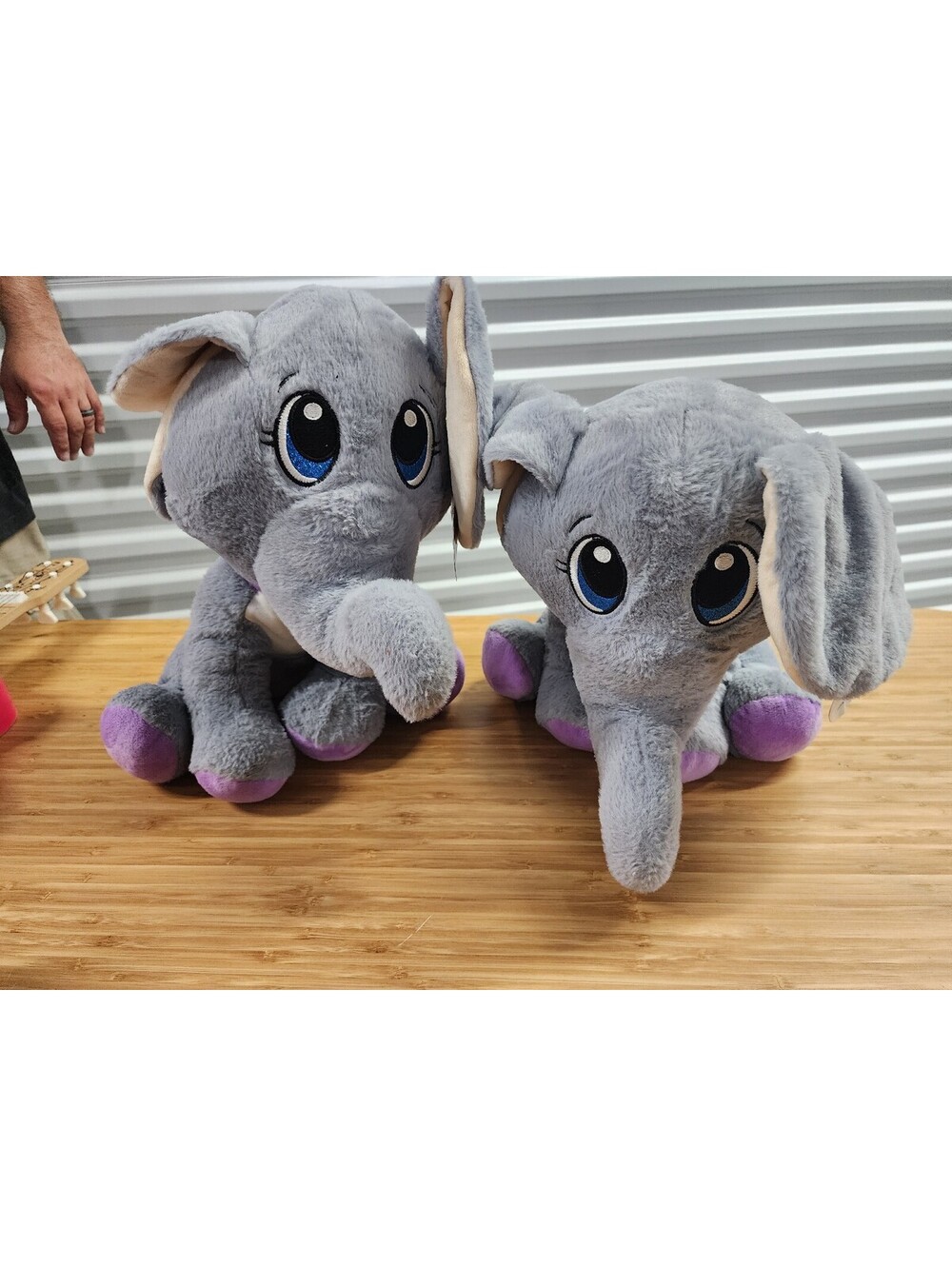 Pair of Plush Gray Elephant Stuffed Animal
